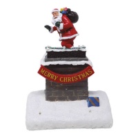 Schoorsteen met Kerstman met muziek en licht van 18 x 22 cm
