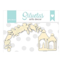Lantaarns en Bloemen Gramgewicht Chipboard - Artis Decor - 2 eenheden