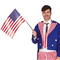 Amerikaanse vlag met stok van 35 x 45 cm