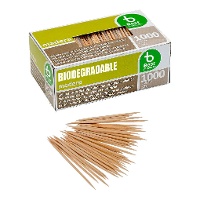 Ronde houten tandenstokers met individuele plastic verpakking - 1000 stuks