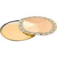 Ronde kartonnen schaal van 35 cm met gouden kant
