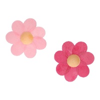 Roze en fuchsia viooltjesbloem wafels van 5,5 cm - FunCakes - 8 stuks