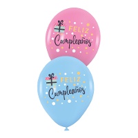 Latex 'Gelukkige Verjaardag' ballonnen met cadeau van 30 cm - 6 stuks