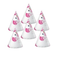 Roze Eenhoorn Hoeden - 6 stuks