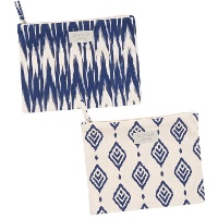 Blauwe platte Ikat etui van 20 x 12 cm - 1 stuk