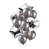 Boeket van gemengde zilveren ballonnen - Monkey Business - 14 stuks