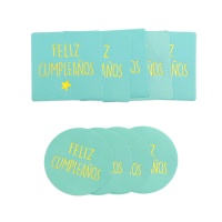 Stickers met tiffany groen 'Gefeliciteerd' bericht - 12 stuks