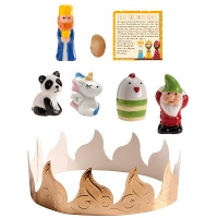 Kit voor Driekoningen: kroon, boon, koning, kaart en 4 figuren