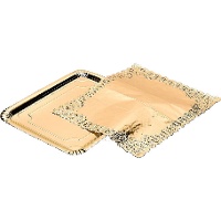 Rechthoekige kartonnen schaal van 38 x 31 met gouden rand