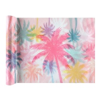 Roze tafelloper met palmbomen - 30 cm breed - 5 m lang