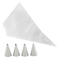 Kit van wegwerp mouwen met roestvrijstalen spuitmonden - Wilton - 12 stuks