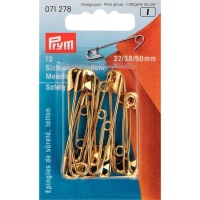 Veiligheidsspelden in gemengde maten 2,7, 3,8 en 5 cm goud - Prym - 12 stuks