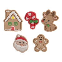 Assortiment van bruin getinte kerstsuikerfiguurtjes - Dekora - 40 stuks