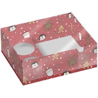 Doos van 26 x 20 x 9 cm voor cupcakes en kerstsnoepjes - 2 stuks