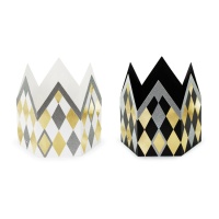 Feestkronen met gouden ruiten - 2 stuks