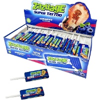 Lollies met bosbessensmaak en tatoeage - 10 g - 50 stuks