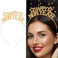 Gouden 'Happy New Year' diadeem met sterren