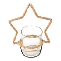 Glazen kandelaar met ster van 20 x 11 x 23,5 cm - Dcasa
