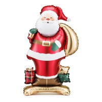 Kerstman ballon van 84 x 48,5 cm met standaard
