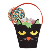 Zwarte vilten kattentas van 20 cm