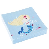 Servetten 'Be a Mermaid' van 16,5 x 16,5 cm - 20 stuks