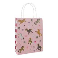 Geschenkzak van 27 x 20 cm met vrolijke paarden - 1 stuk