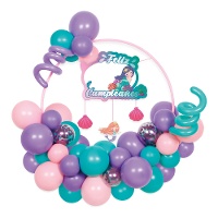 Zeemeermin ballonnenkit met ring en bord - 36 stuks