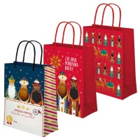 Kersttas van 24 x 18 x 10 cm in het rood met Drie Koningen - 1 stuk