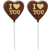 Chocoladelolly in hartvorm 'I love you' 25 gr - 1 stuk