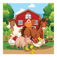 Boerderijdieren servetten 16,5 x 16,5 cm - 20 stuks