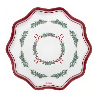 Schaal van 33 cm met maretak en rood lint - 2 stuks