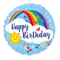 Regenboog Happy Birthday ballon van 45 cm - Conver Party