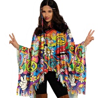 Hippie vredes- en liefdeponcho voor volwassenen