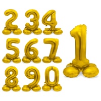 Gouden nummerballon met basis van 72 cm - Folat - 1 stuk