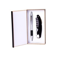 Set van pen + flesopener in houten doos - 1 eenheid