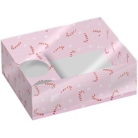 Doos van 26 x 20 x 9 cm voor cupcakes en snoepgoed met zuurstokmotief - 2 stuks