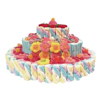 Drielaagse multicolor marshmallowtaart van 1,10 kg