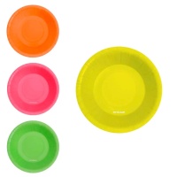 Fluorescerend gekleurde kartonnen kommen van 17 cm - 6 stuks