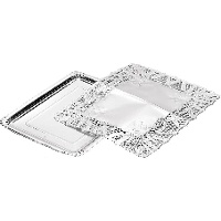 Rechthoekig dienblad van 28 x 22 van karton met gouden papieren kant