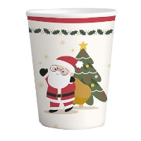 Rode en witte Kerstman bekers van 266 ml - 6 stuks