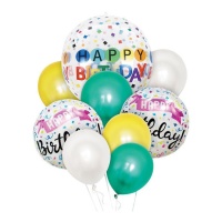 Meerkleurig 'Happy Birthday' Boeket - 9 stuks