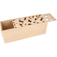 Rechthoekige houten doos met harten van 33 x 12 x 12 cm