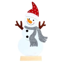 Vilten en houten sneeuwpop figuur van 67 cm
