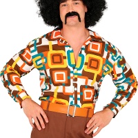Overhemd jaren 70 hippie blokpatroon