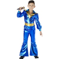 Blauw metallic disco kostuum voor kinderen