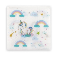 Unicorn regenboog servetten 16,5 x 16,5 cm - 12 stuks