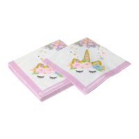 Bloemen Eenhoornservetten 16,5 x 16,5 cm - 12 stuks