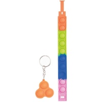 Gekleurde Popit armband en sleutelhanger - 2 stuks