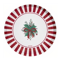 Borden van 18 cm met maretak en rood lint - 6 stuks