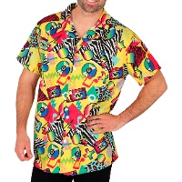 Gedrukt geel jaren 80 verkleedshirt